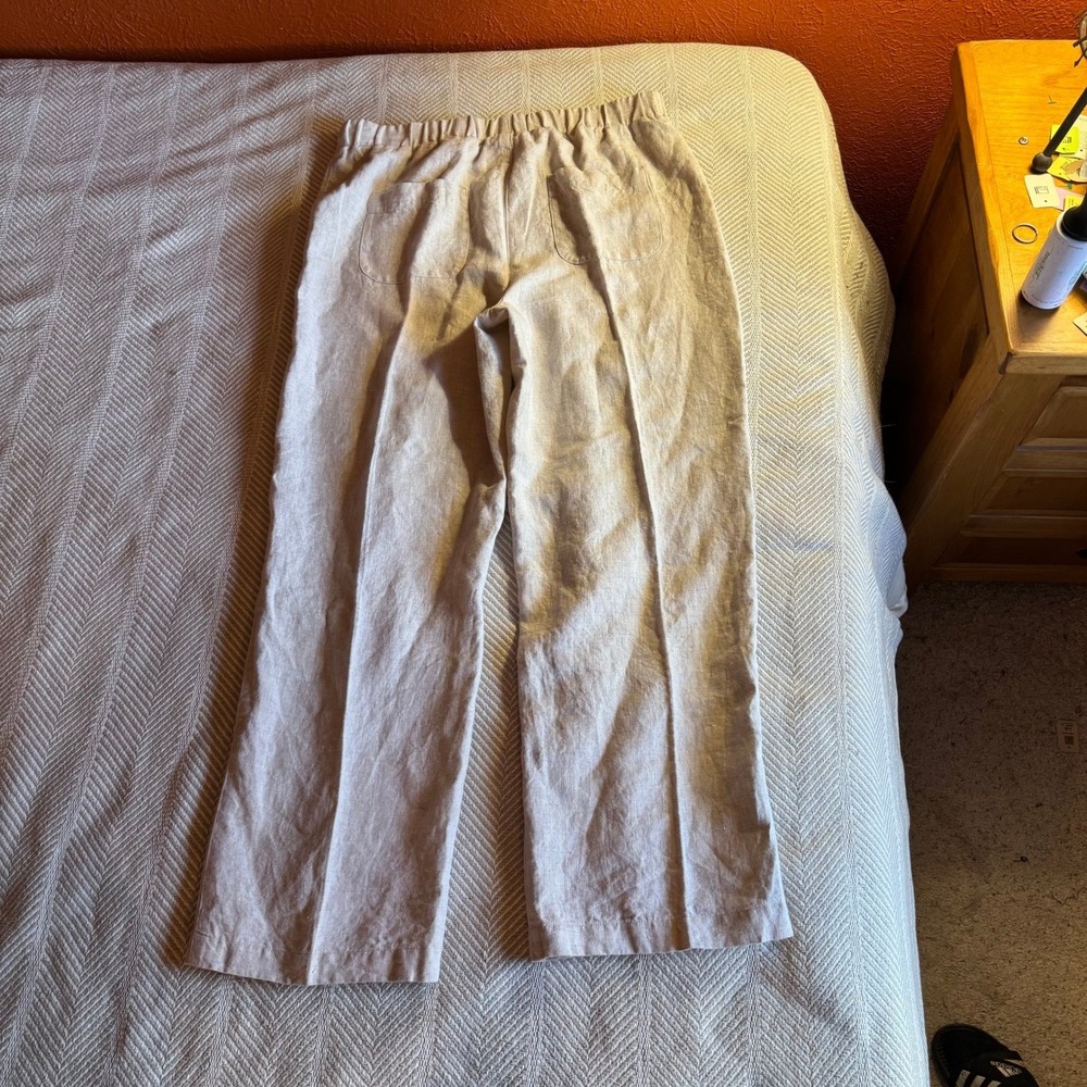Chico's Wide Leg Linen Pants, Cream, Size 2 (US 12/L) - Picture 3 of 8